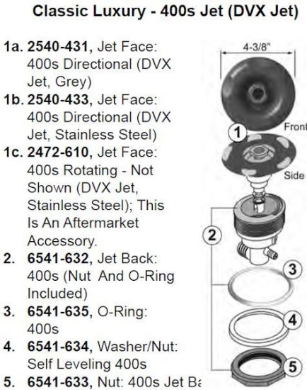 (image for) Jacuzzi J-200 Jet Parts 400 DVX 4-3/8" Jet Face