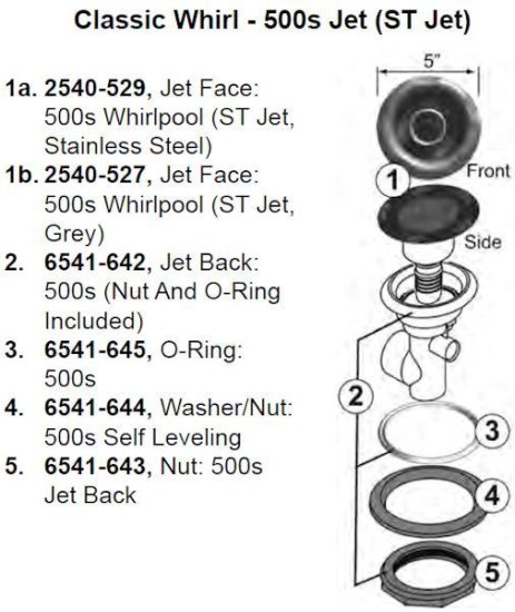 (image for) Jacuzzi J-200 Jet Parts 500 Whirlpool Jet 5" Jet Face